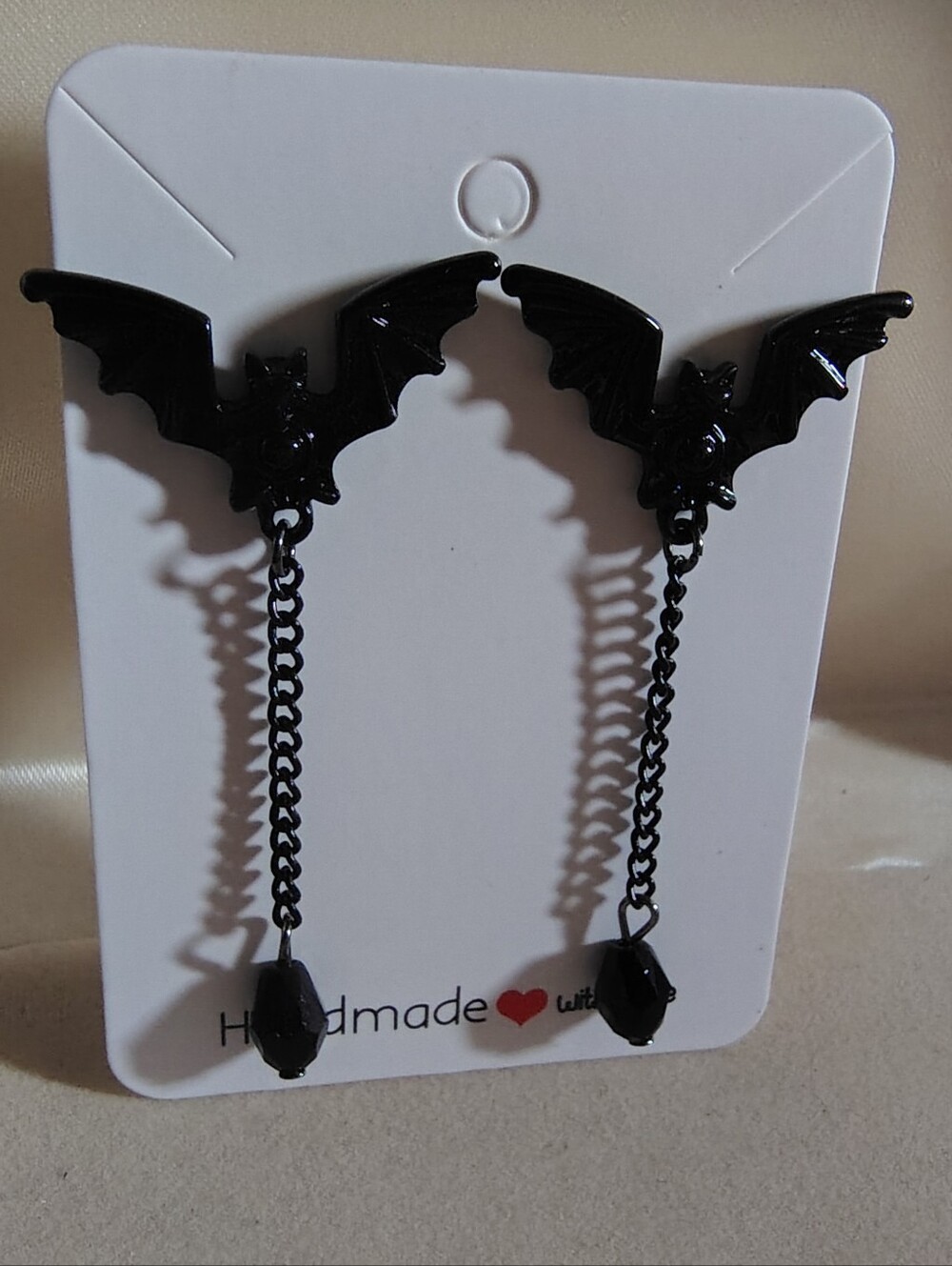 🦇👂New Handmade Black Gothic Bat Long Chain Dangle Earrings ✨🦇👂